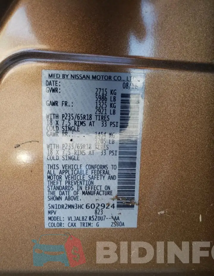 5N1DR2MN3HC602924 Photo# 12