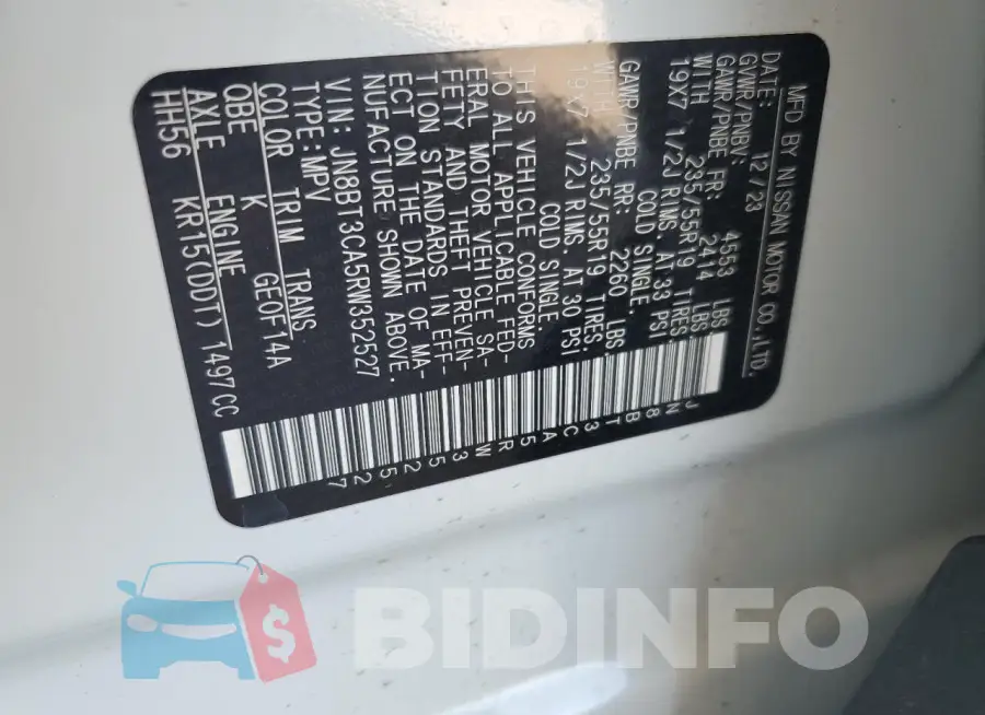 JN8BT3CA5RW352527 Photo# 14