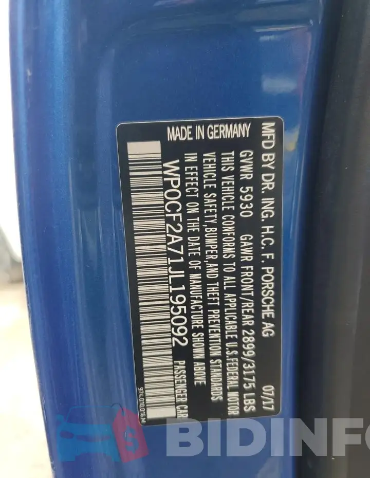 WP0CF2A71JL195092 Photo# 14