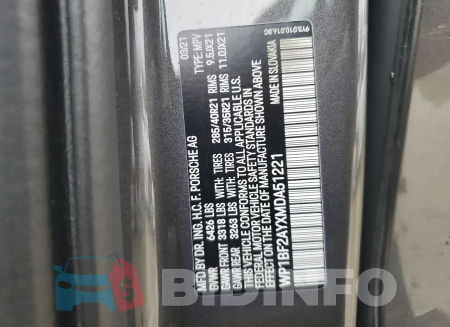 WP1BF2AYXMDA51221 Photo# 13