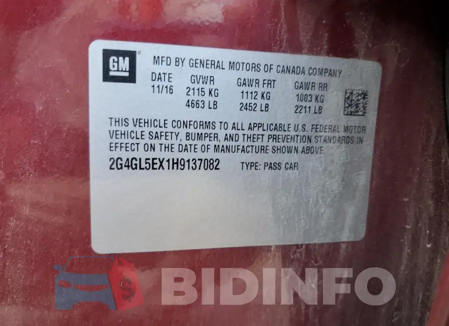 2G4GL5EX1H9137082 Photo# 12