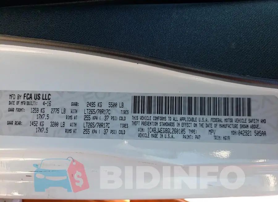 1C4BJWEG8GL260105 Photo# 13
