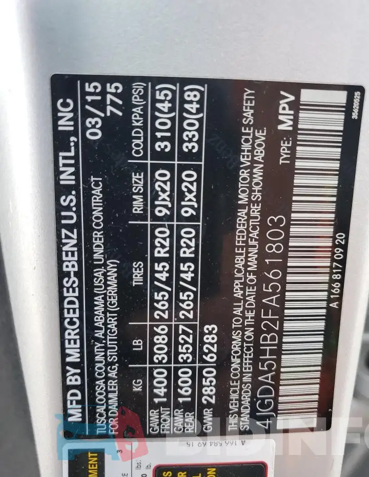 4JGDA5HB2FA561803 Photo# 13