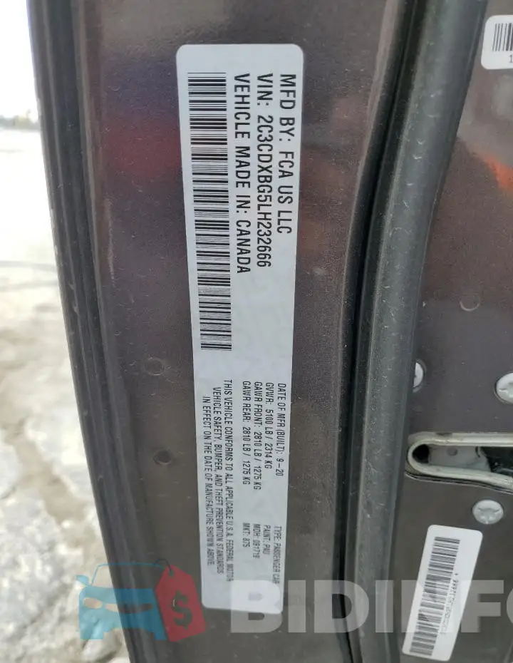2C3CDXBG5LH232666 Photo# 13