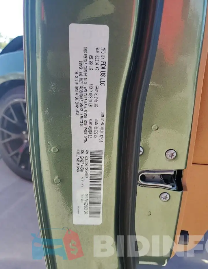 2C3CDXBG7KH573016 Photo# 12