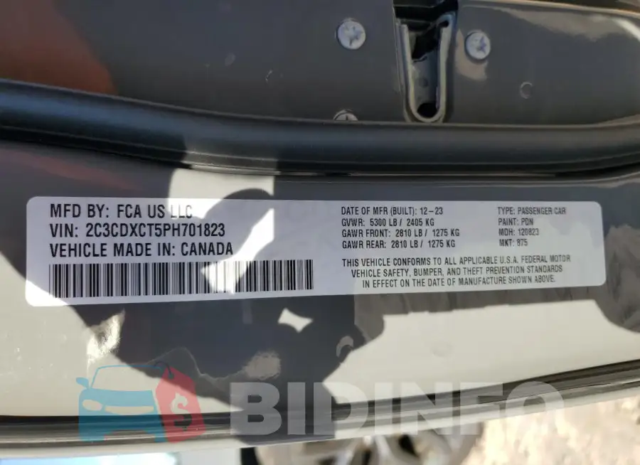 2C3CDXCT5PH701823 Photo# 12