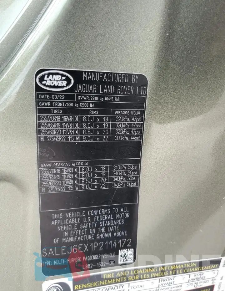 SALEJ6EX1P2114172 Photo# 14