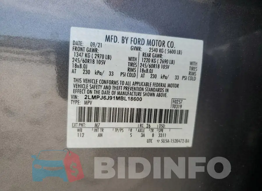 2LMPJ6J91MBL18600 Photo# 13