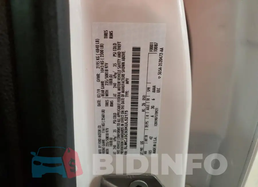 5LMCJ3C93KUL52175 Photo# 14