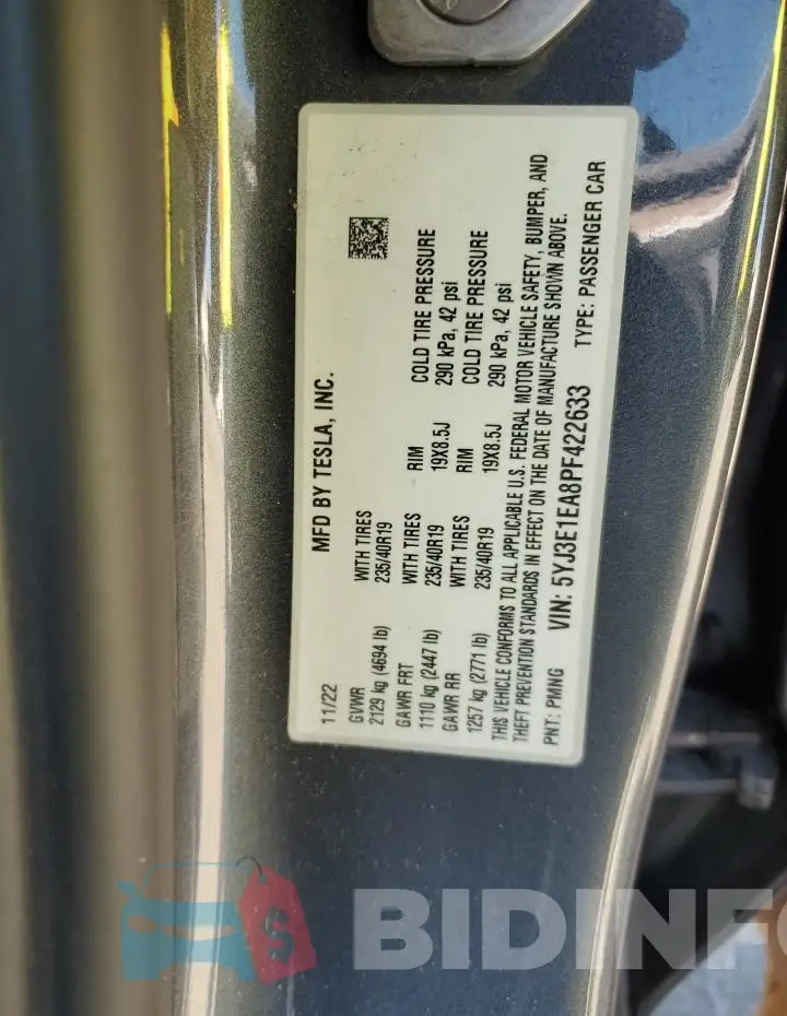 5YJ3E1EA8PF422633 Photo# 12