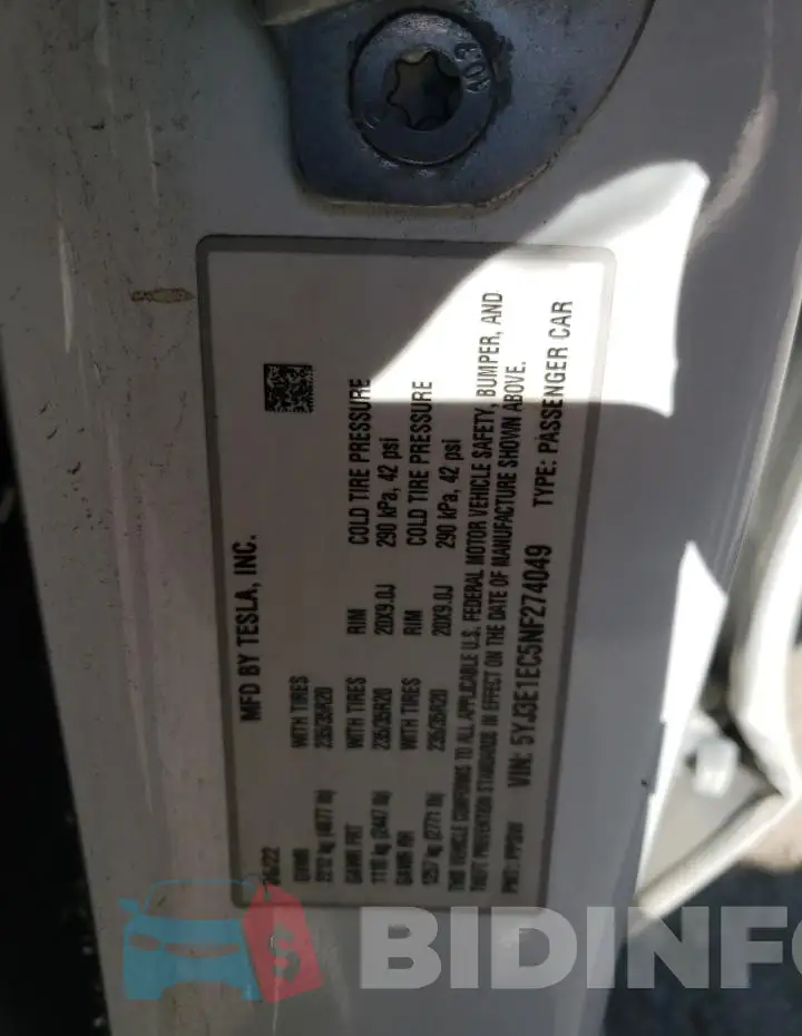 5YJ3E1EC5NF274049 Photo# 12