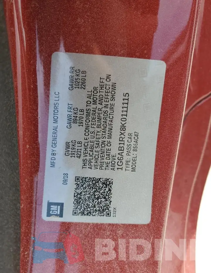 1G6AB1RX8K0111115 Photo# 12