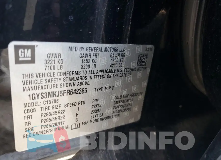 1GYS3MKJ5FR642385 Photo# 13