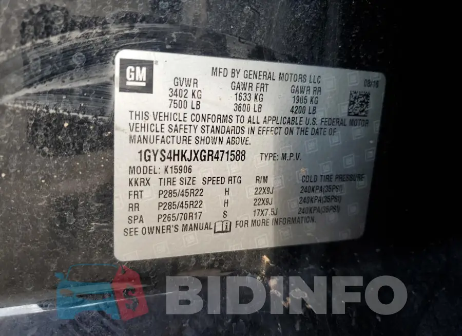 1GYS4HKJXGR471588 Photo# 13
