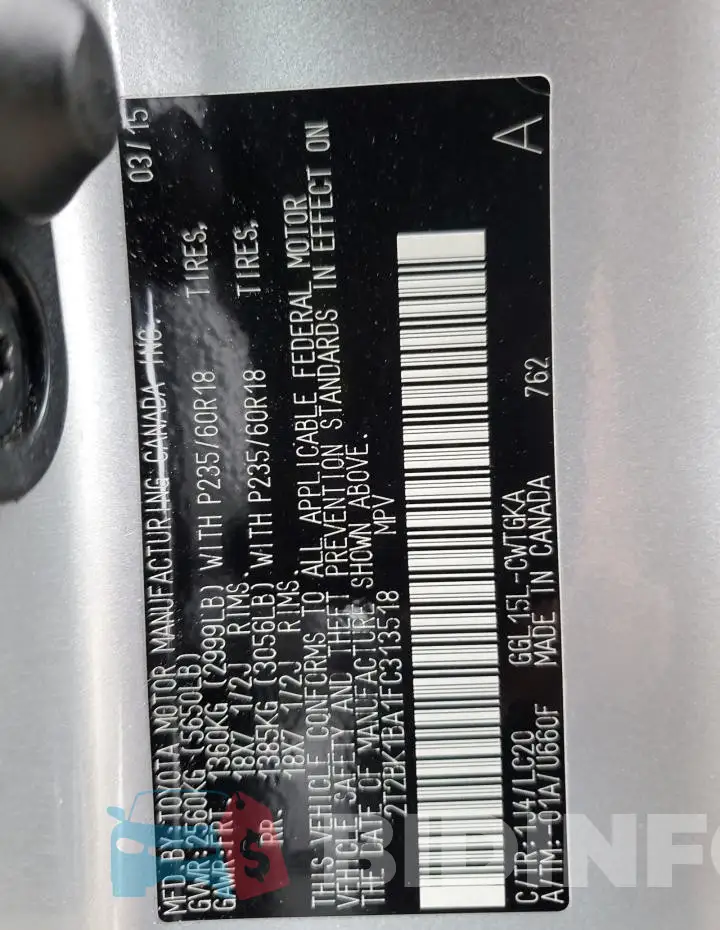 2T2BK1BA1FC313518 Photo# 13