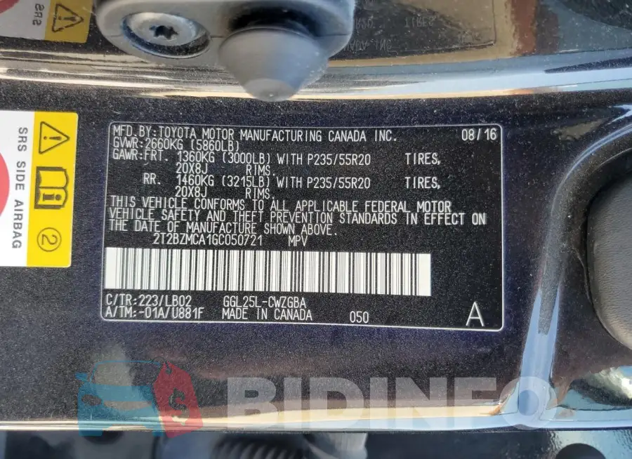 2T2BZMCA1GC050721 Photo# 14