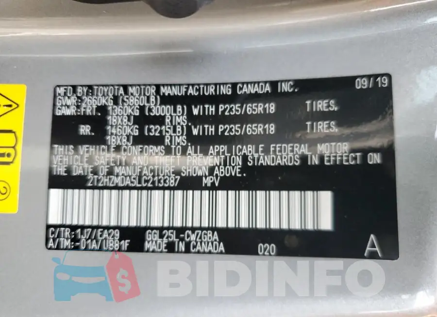 2T2HZMDA5LC213387 Photo# 13