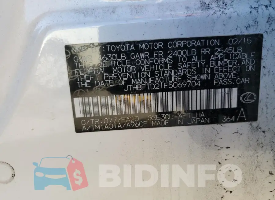 JTHBF1D21F5069704 Photo# 12