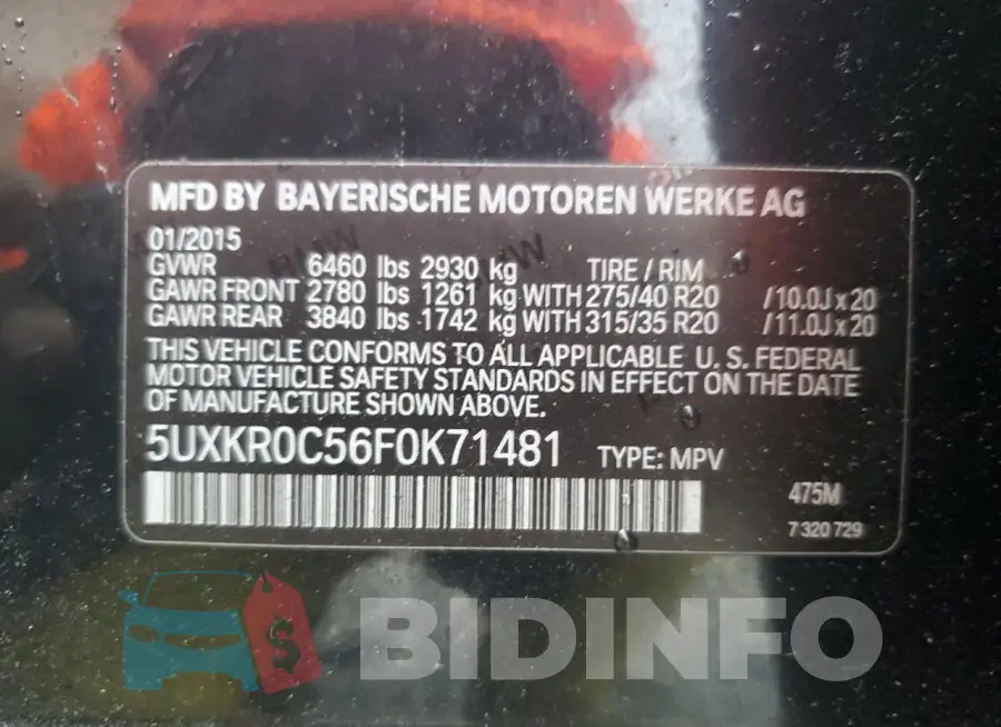 5UXKR0C56F0K71481 Photo# 14