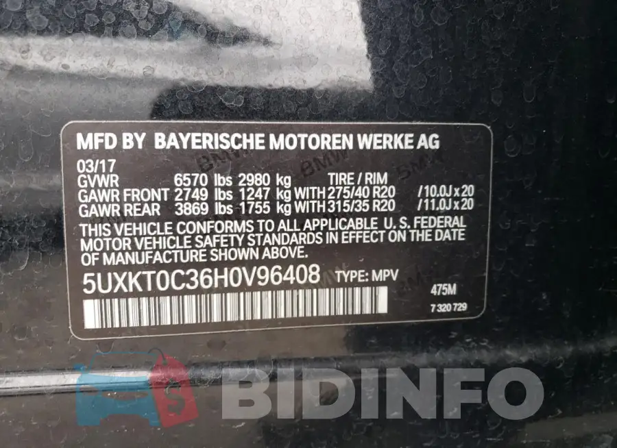 5UXKT0C36H0V96408 Photo# 12