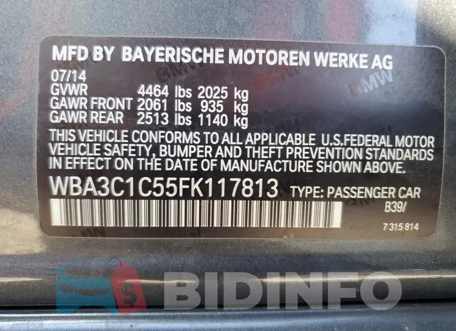 WBA3C1C55FK117813 Photo# 12