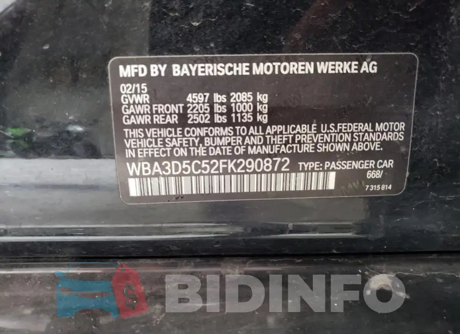 WBA3D5C52FK290872 Photo# 12