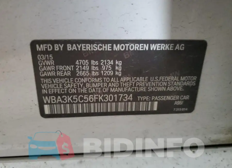 WBA3K5C56FK301734 Photo# 12