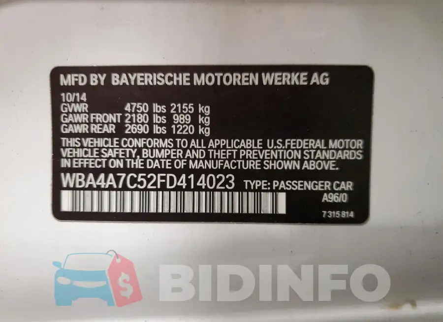 WBA4A7C52FD414023 Photo# 13