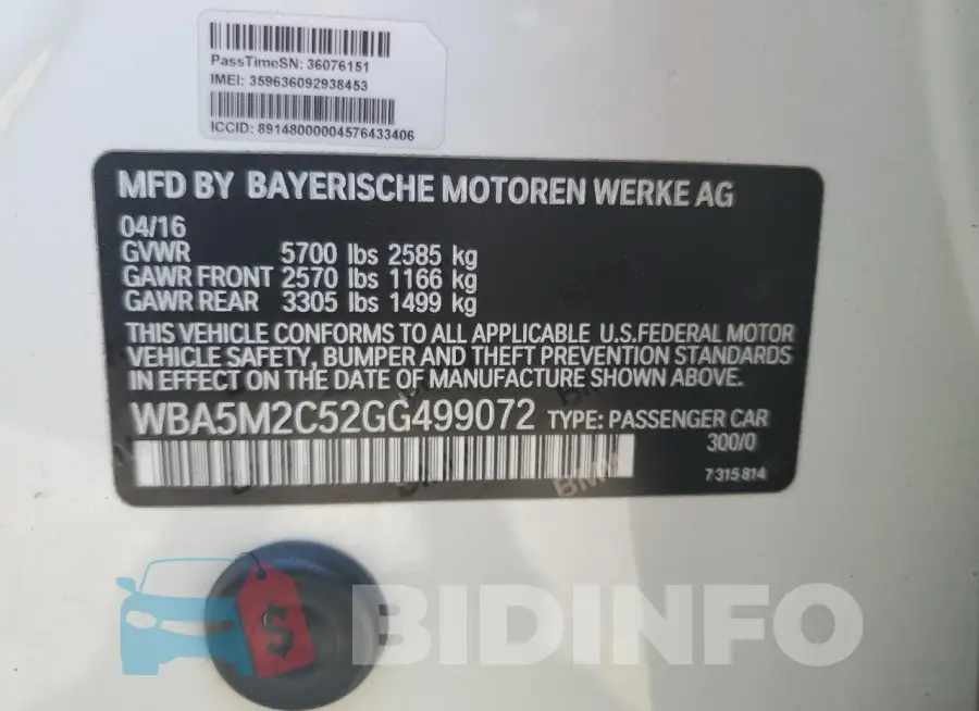 WBA5M2C52GG499072 Photo# 12