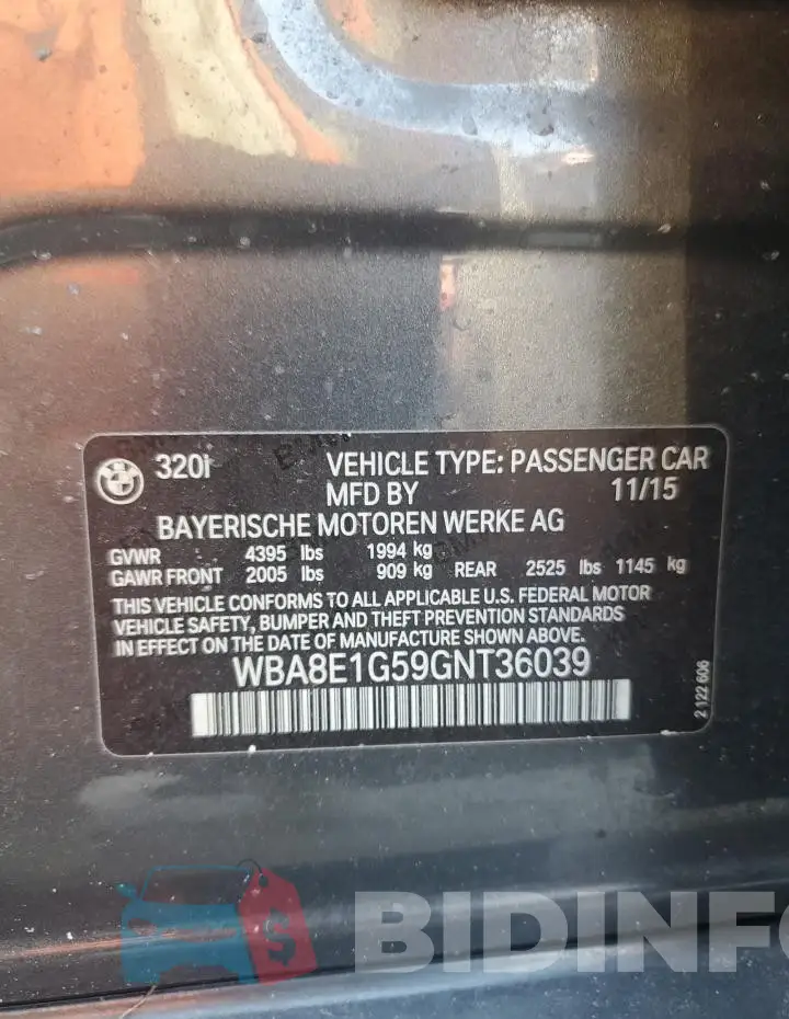 WBA8E1G59GNT36039 Photo# 13