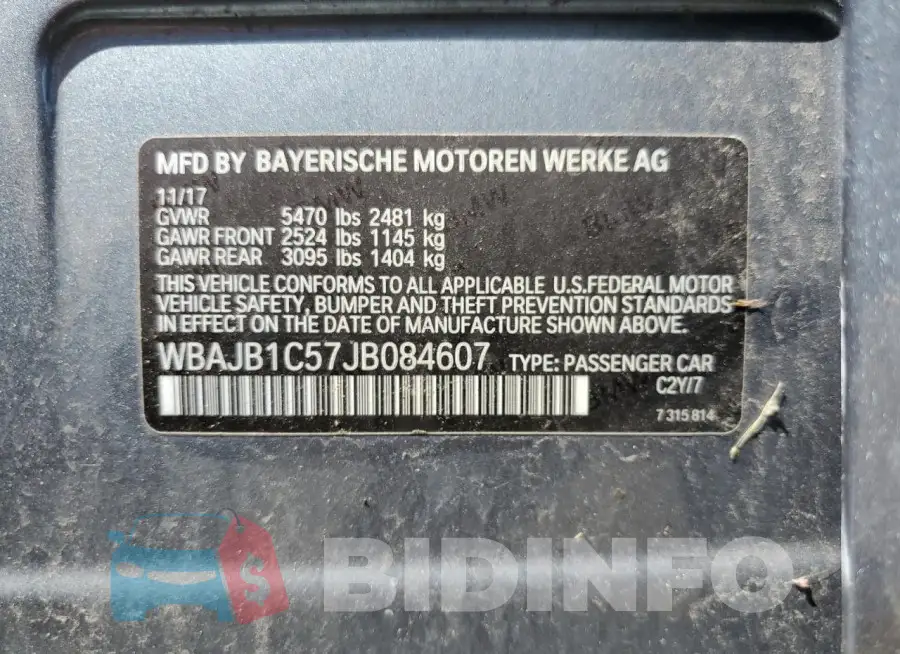 WBAJB1C57JB084607 Photo# 12