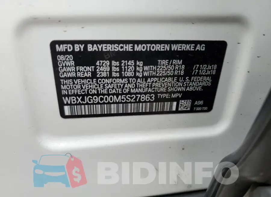 WBXJG9C00M5S27863 Photo# 13