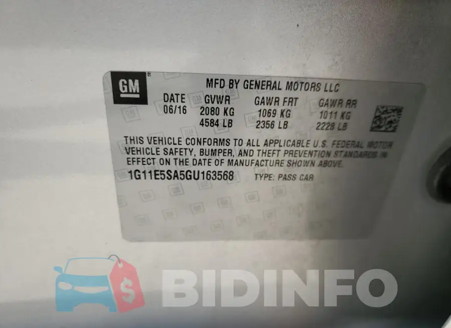 1G11E5SA5GU163568 Photo# 12