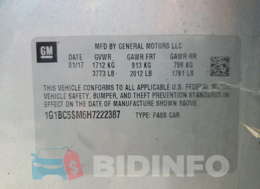 1G1BC5SM6H7222387 Photo# 13