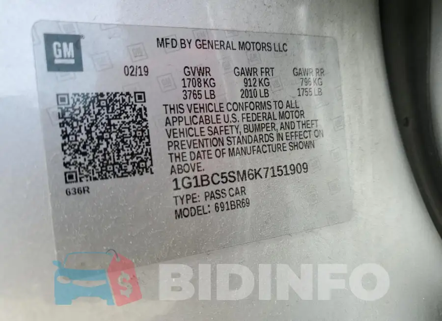 1G1BC5SM6K7151909 Photo# 12