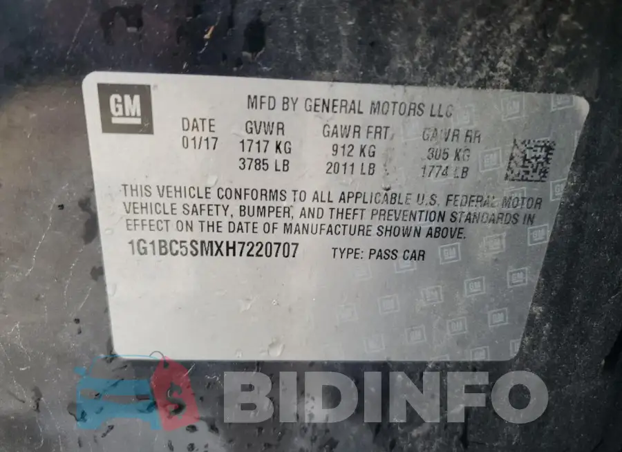 1G1BC5SMXH7220707 Photo# 12