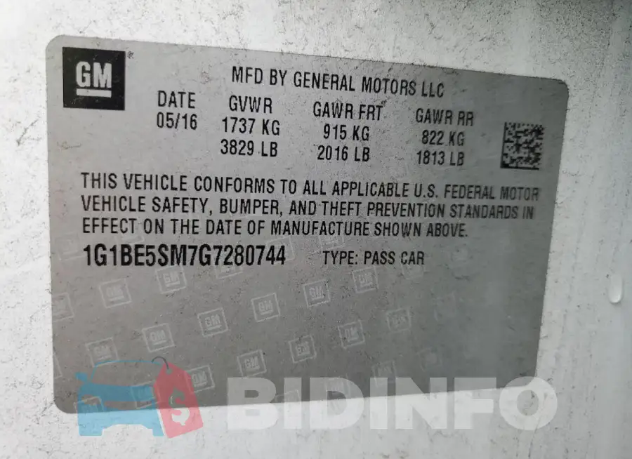 1G1BE5SM7G7280744 Photo# 12
