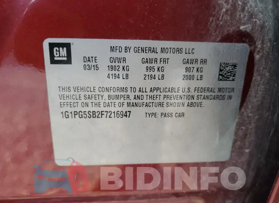 1G1PG5SB2F7216947 Photo# 13