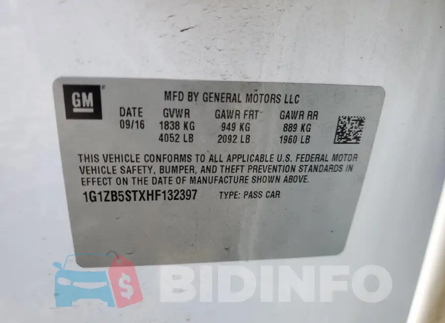 1G1ZB5STXHF132397 Photo# 13