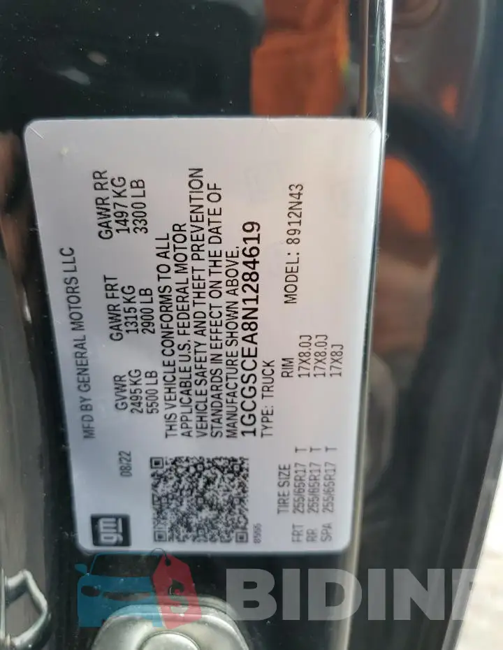 1GCGSCEA8N1284619 Photo# 13