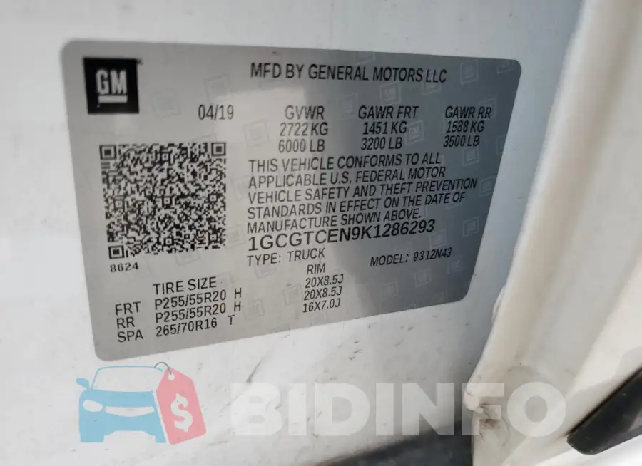 1GCGTCEN9K1286293 Photo# 12