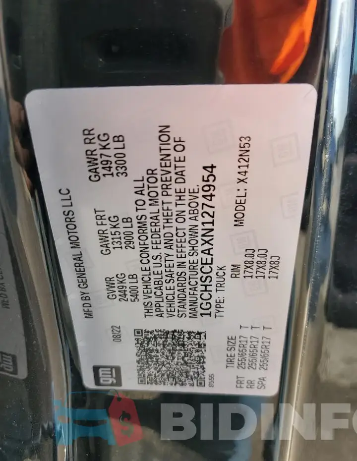 1GCHSCEAXN1274954 Photo# 12