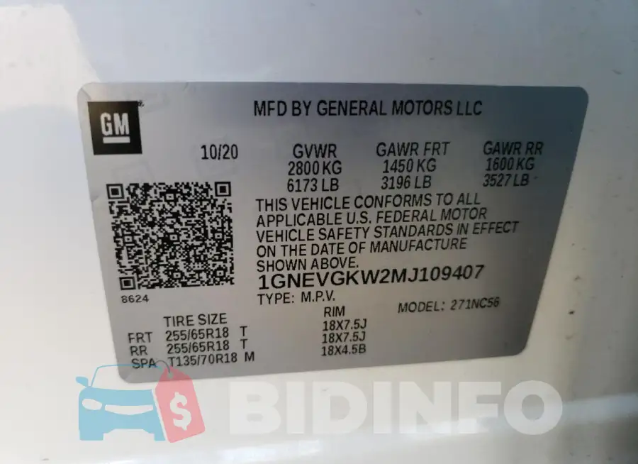 1GNEVGKW2MJ109407 Photo# 13
