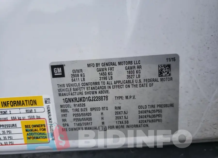1GNKRJKD1GJ228878 Photo# 13