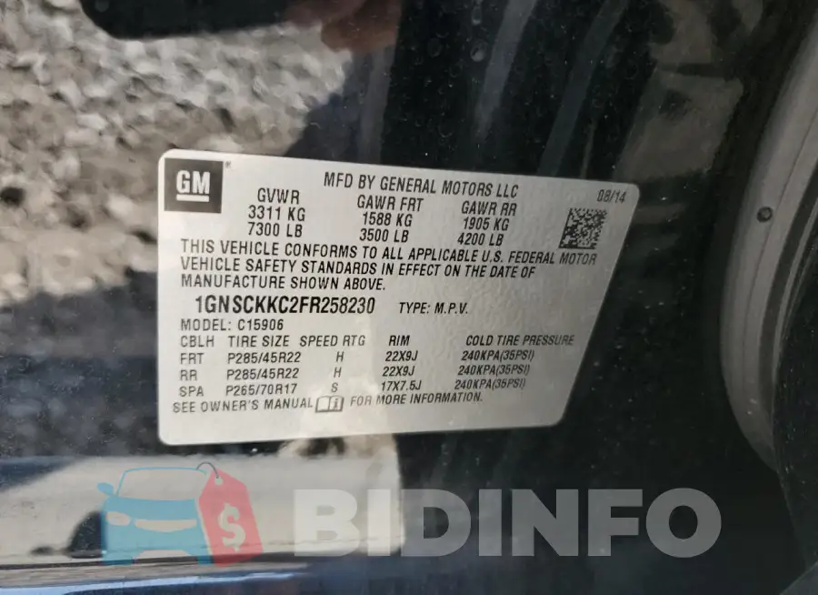 1GNSCKKC2FR258230 Photo# 13