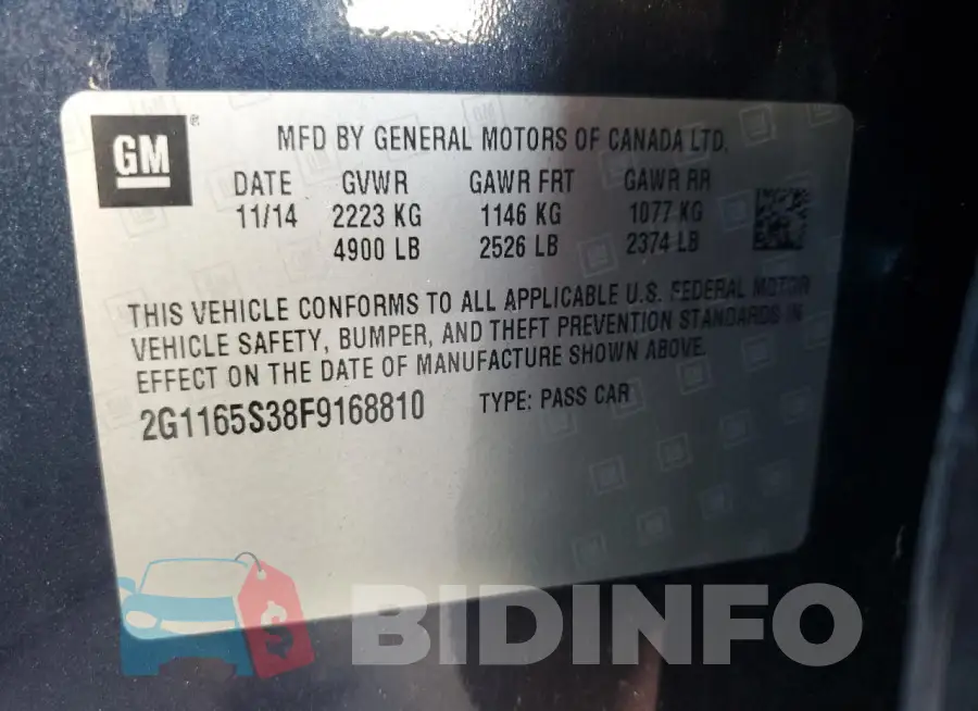 2G1165S38F9168810 Photo# 13