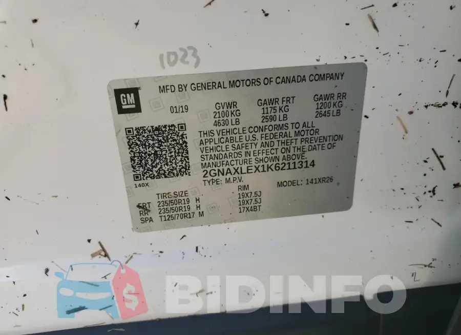 2GNAXLEX1K6211314 Photo# 14
