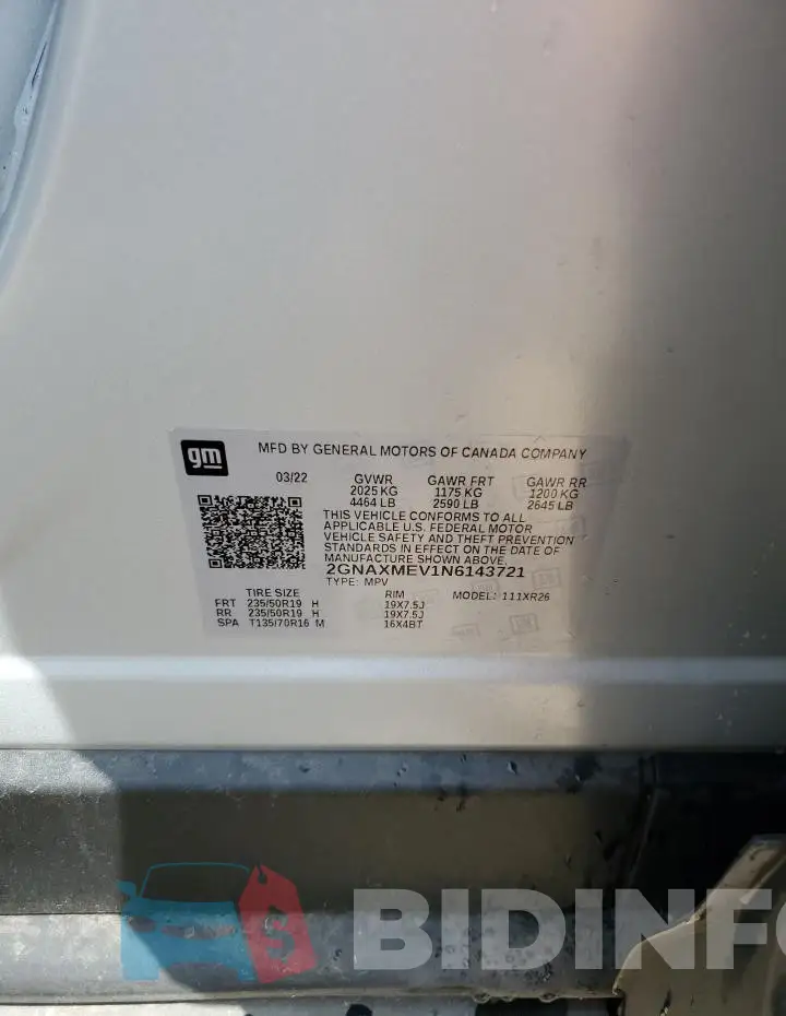 2GNAXMEV1N6143721 Photo# 13