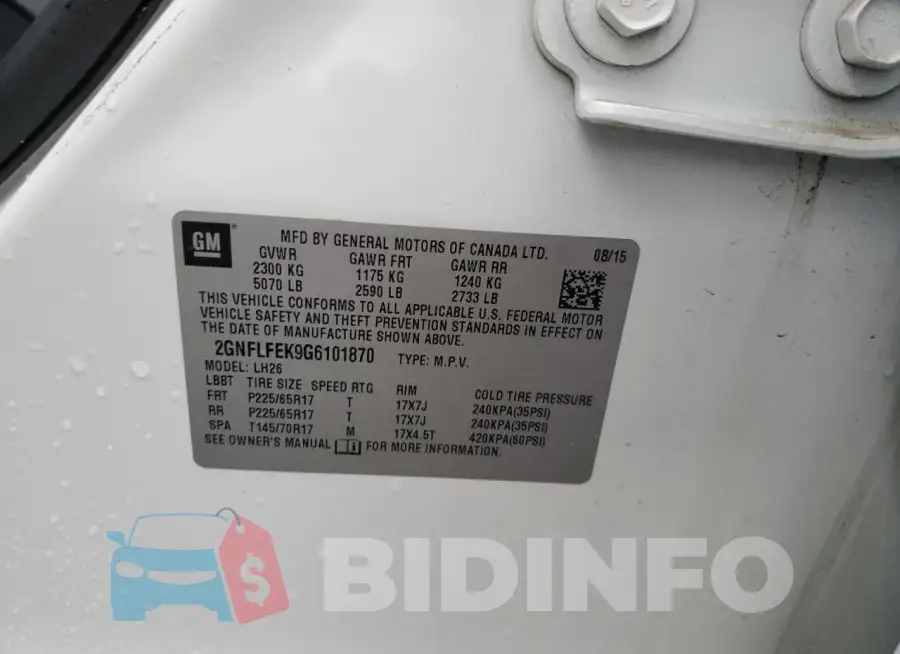 2GNFLFEK9G6101870 Photo# 13