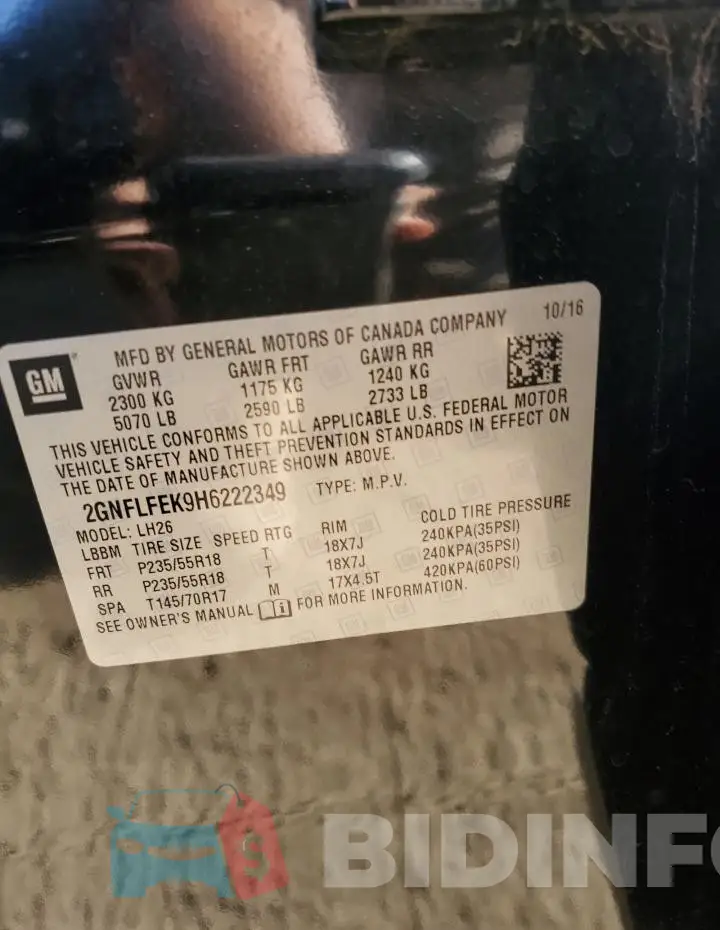 2GNFLFEK9H6222349 Photo# 13